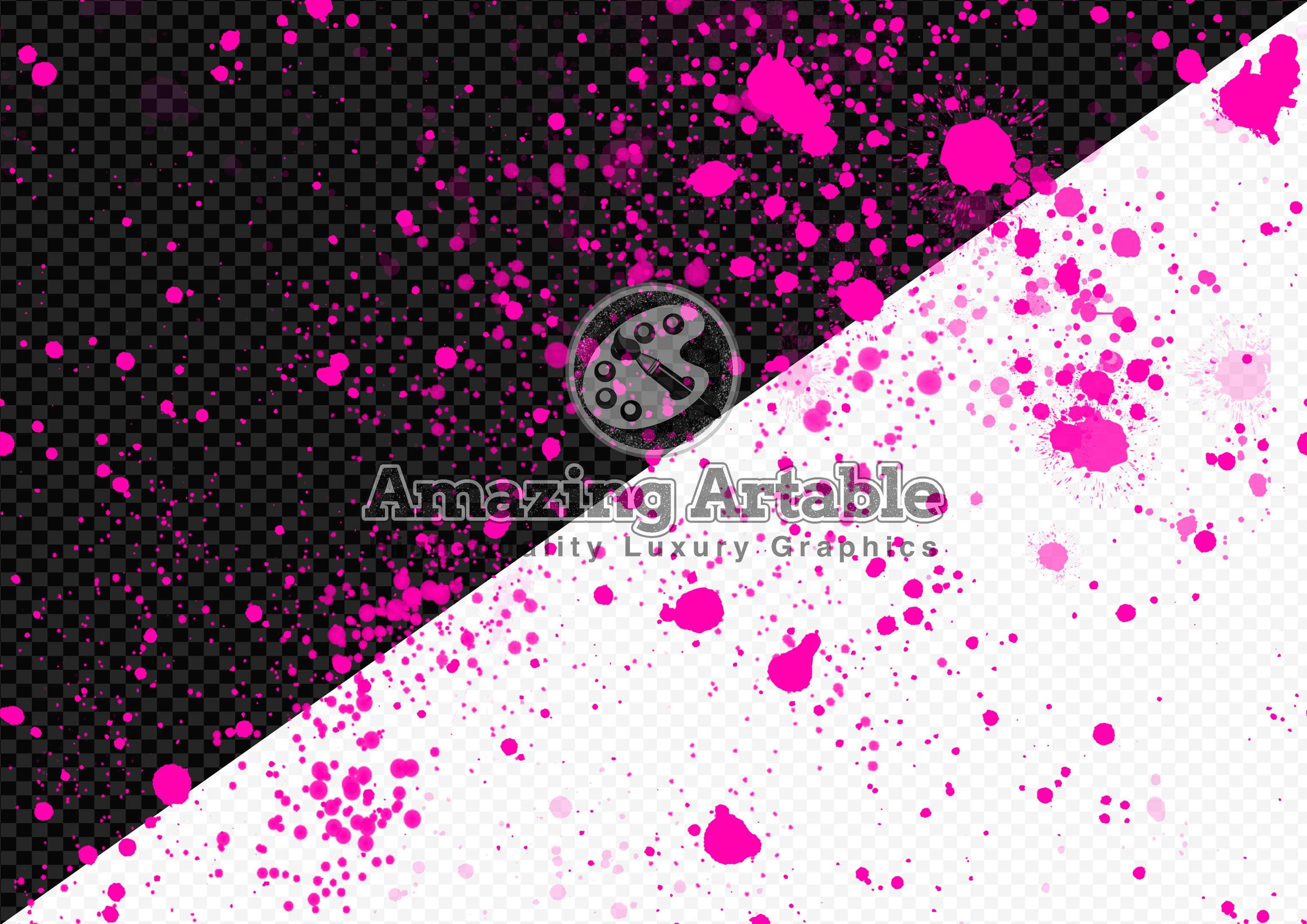 Pink Splatter Clipart: Seamless Pink Paintball Overlays Hot Pink Paint ...
