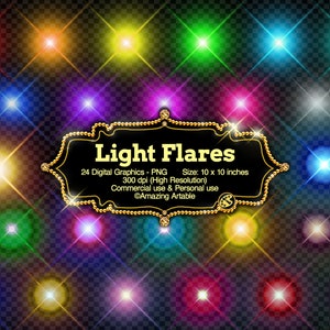 Light Flare Clipart: 24 light overlays in transparent png light lens flare clipart light overlays glow star light leak photoshop light flare image 1