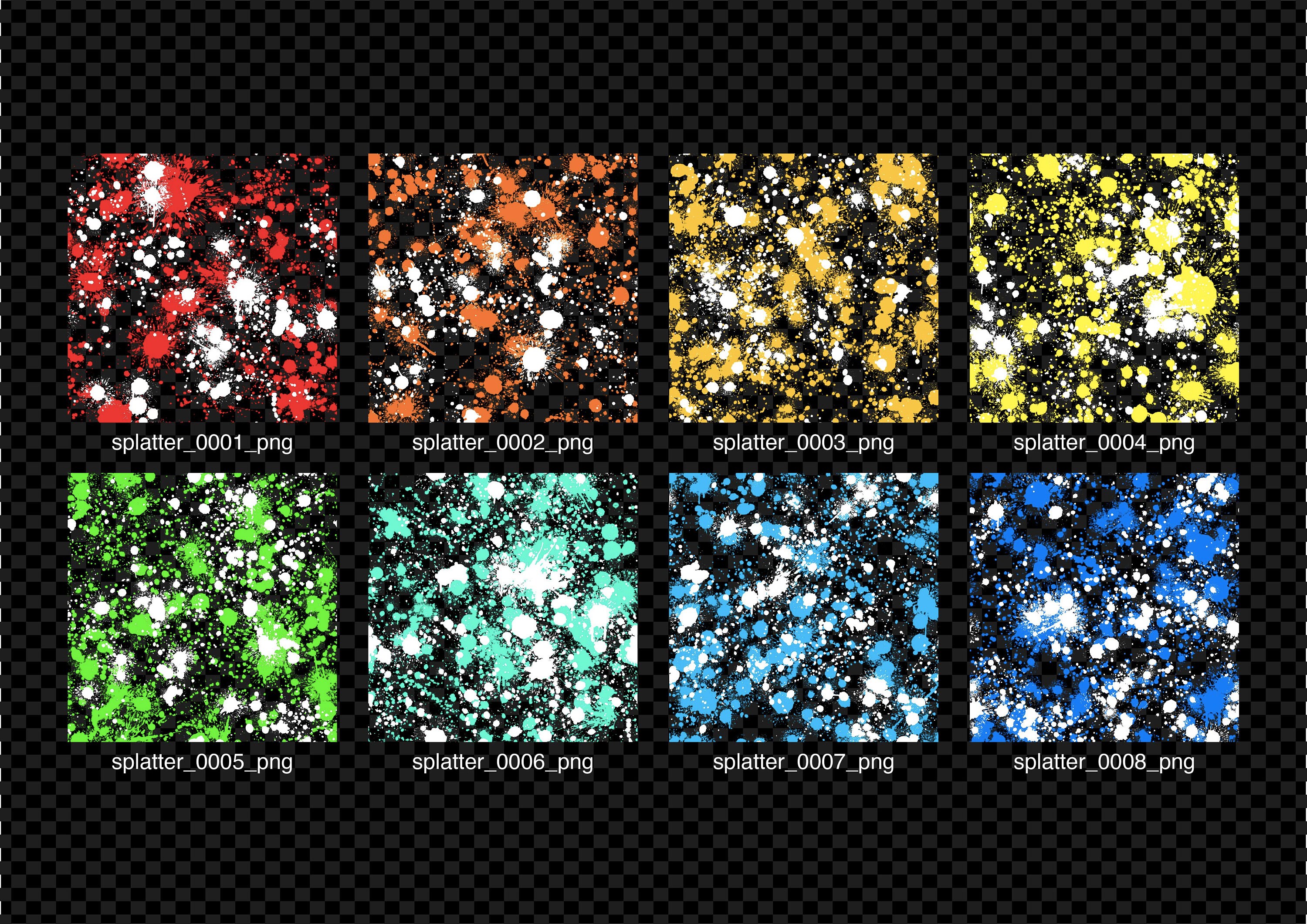 Luxury Neon Paint Splatter Clipart: Fluorescent Paintball Splatters