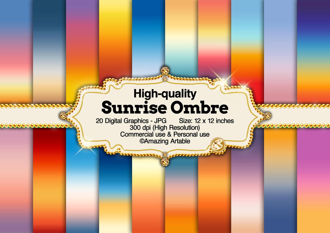 Graph Paper Sun Rise Sunrise Ombre Digital Paper: Sunrise Gradient Paper Printable Morning ...