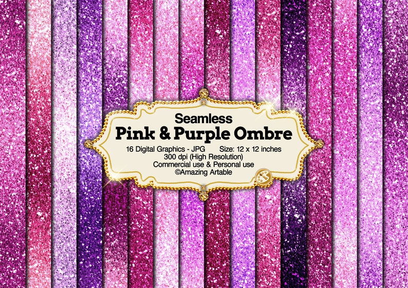 Pink & Purple Ombre Digital Paper: seamless pink glitter gradient background luxury shimmer pink and purple digital paper red pink ombre image 1