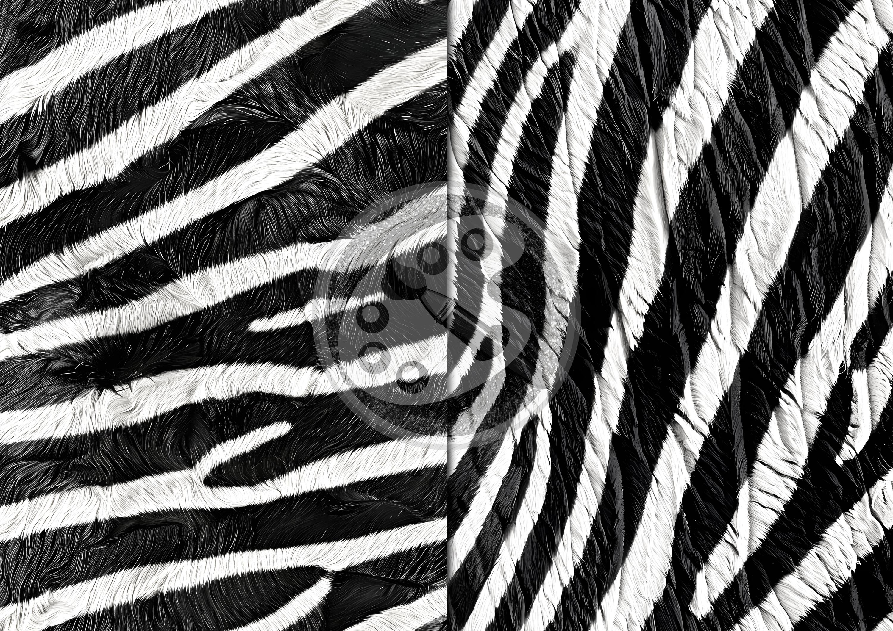 Zebra Fur Texture Seamless Digital Paper: Black and White Zebra Stripes ...