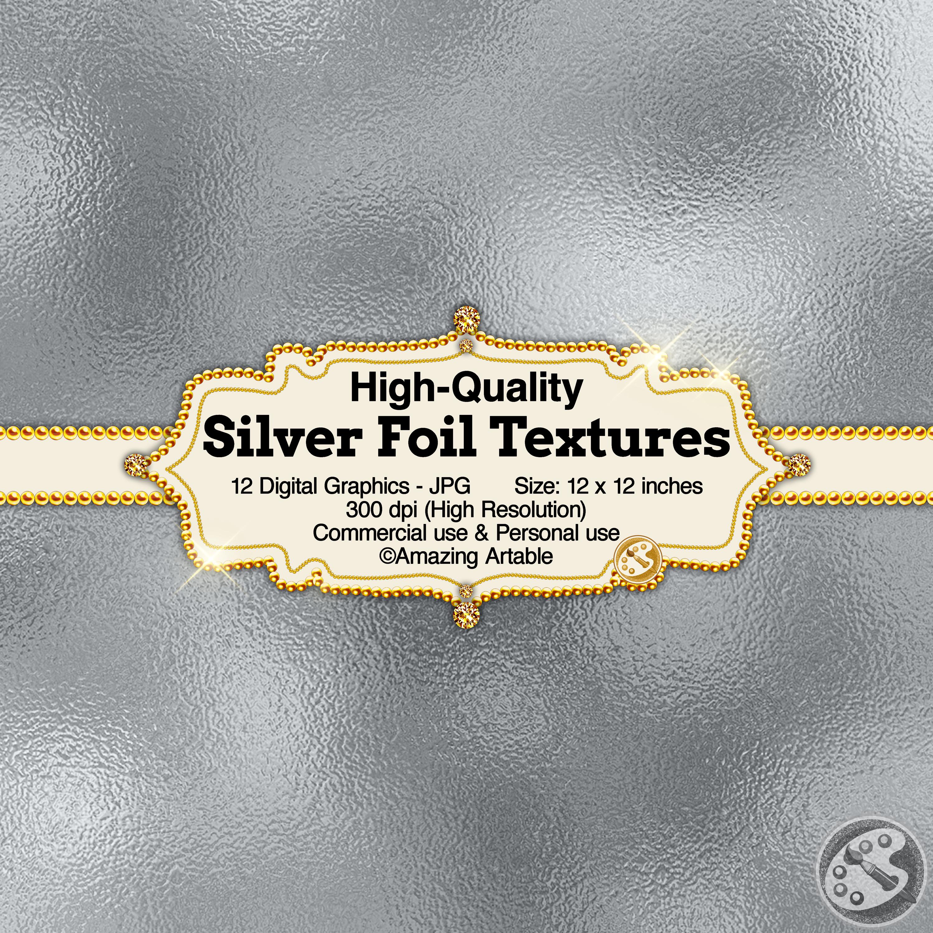 Silver Foil Textures Digital Paper: Metallic Silver Foil Digital Paper ...