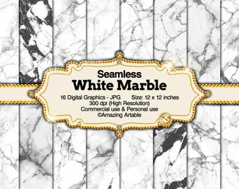 Carta digitale senza soluzione di continuità in marmo bianco: carta effetto marmo bianco e nero, carta con texture effetto marmo bianco, sfondo in pietra naturale, download digitale