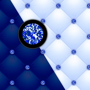Blue & Black Diamond Tufted Digital Paper: Luxury Seamless Blue ...