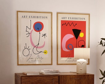 Joan Miro wall art SET of 2, Miro inspired abstract posters, Ship Worldwide from UK,US,Aus,Europe : )