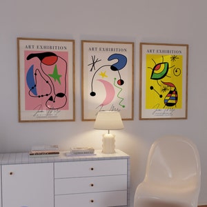 Joan Miro wall art SET of 3, Miro inspired posters, abstract Wall Art, Ship Worldwide from UK,US,Aus,Europe : )