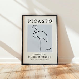 Reprodução de pôster de exposição de arte linear, impressão de Picasso, flamingo, envio para todo o mundo do Reino Unido, EUA, Austrália e UE :)