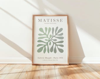 Matisse print, Sage green wall art, Henri Matisse cutout  print, abstract matisse poster, Ship Worldwide from UK,US,Aus,EU : )