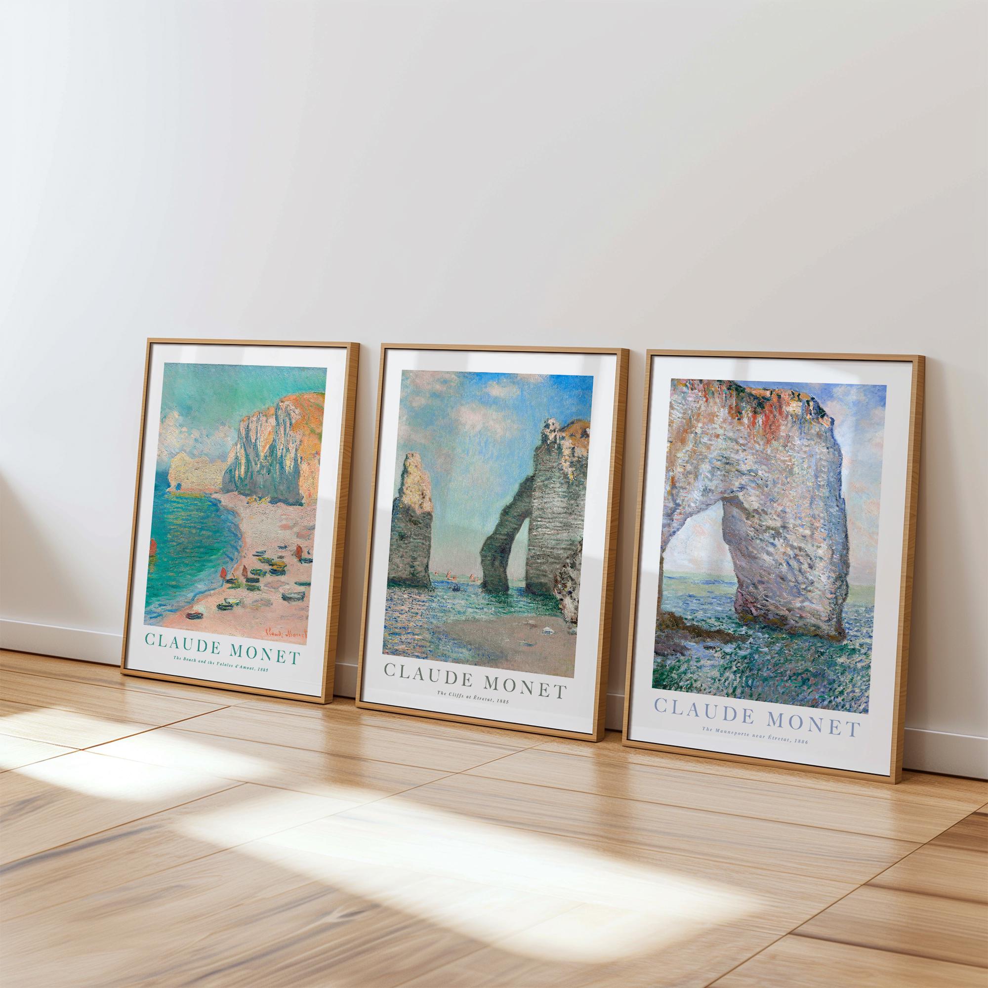 Monet Set of 3 Prints, seascape painting Wall art set, Ship Worldwide from UK,US,Aus,Europe : )