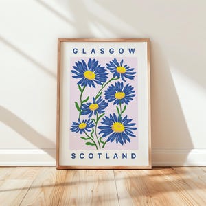 Glasgow Wandkunst, Schottland Druck, abstraktes Blumenmuster, Britische Stadt Wandkunst, Schiff Weltweit aus UK,US,Aus,EU : )