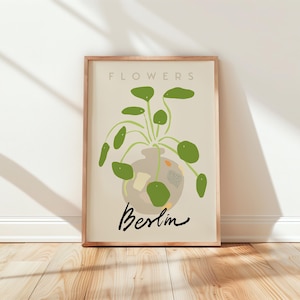 Cartaz de mercado de flores, estampa floral abstrata de Berlim, arte de parede de viagem pela cidade, envio para todo o mundo do Reino Unido, EUA, Austrália, UE :)
