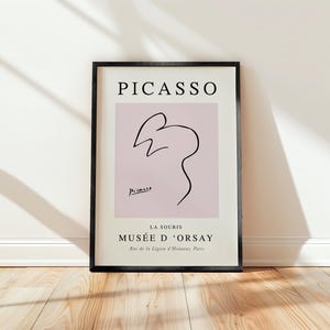 Impressão de Picasso, arte de linha de mouse, reprodução de pôster de exposição vintage, desenho de linha inspirado em Picasso, envio para todo o mundo do Reino Unido, EUA, Austrália, UE :)