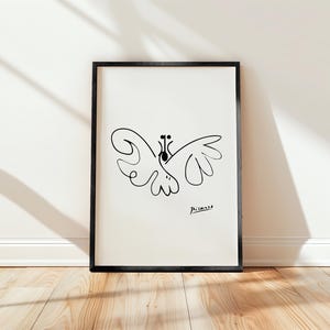 Picasso imprime le papillon, affiche de l'exposition de dessin au trait papillon bleu, expédier dans le monde entier depuis le Royaume-Uni, les États-Unis, l'Australie et l'UE :)