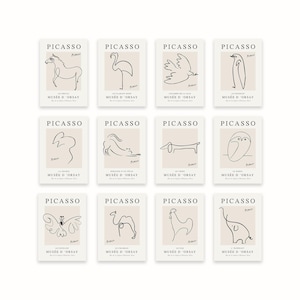 Stampa di Picasso, manifesto della mostra di arte della linea animale Beige