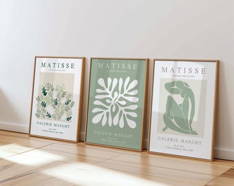 Matisse wall art SET of 3, Sage green Matisse posters, abstract Wall Art, Ship Worldwide from UK,US,Aus,Europe : )