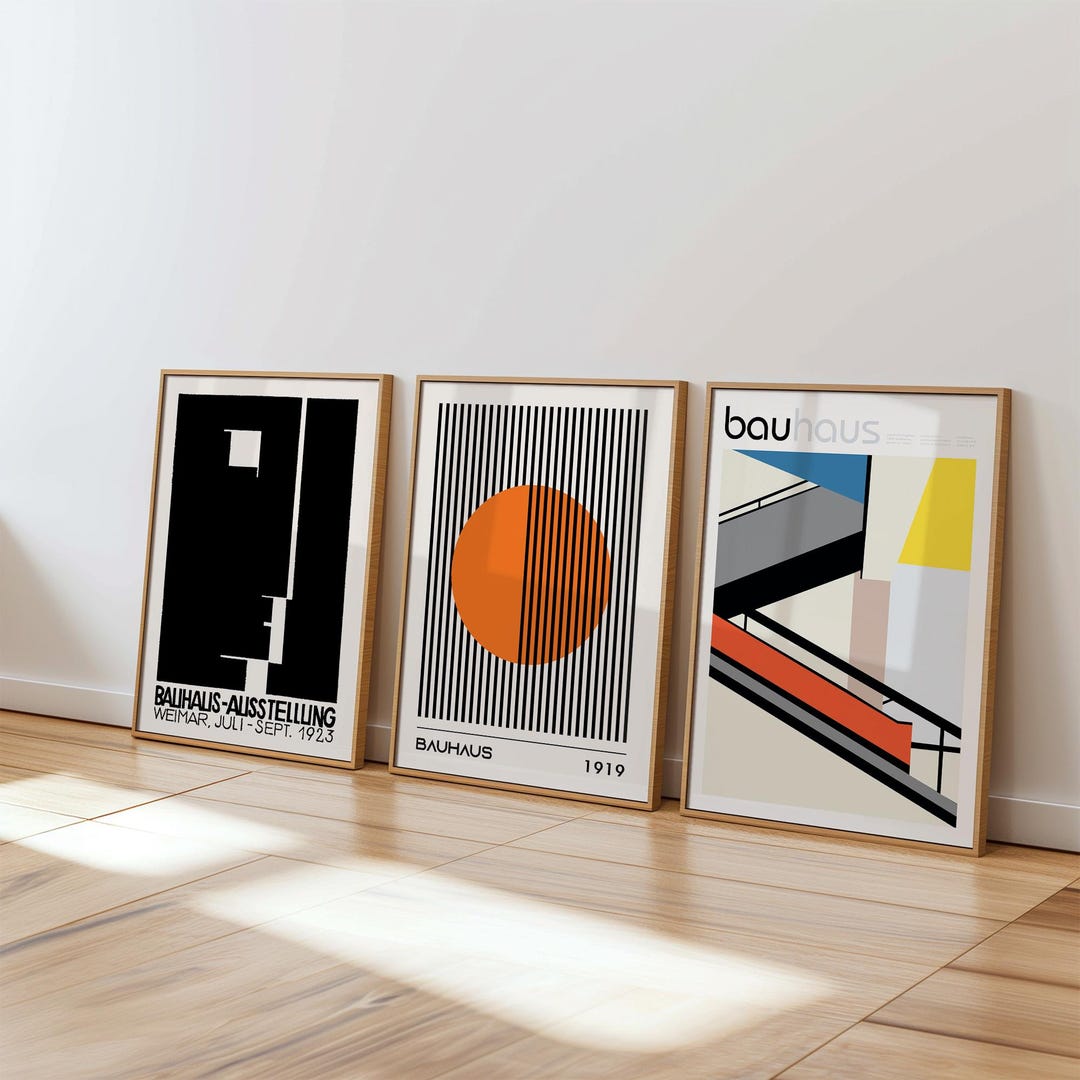 Bauhaus Wall Art SET of 3, Bauhaus Posters, Abstract Wall Art, Ship ...