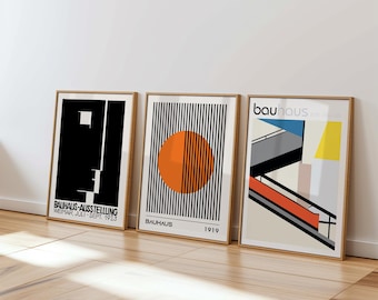 Bauhaus wall art SET of 3, Bauhaus posters, abstract Wall Art, Ship Worldwide from UK,US,Aus,Europe : )