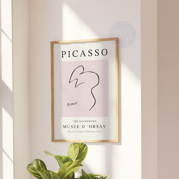 Picasso-Druck, Maus-Linienkunst, Vintage-Ausstellungsplakatreproduktion, Picasso inspirierte Linienzeichnung, Schiff weltweit aus Großbritannien, den USA, Aus, EU:)