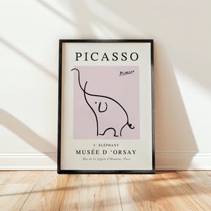Pôster com estampa de elefante de Picasso, estampa de elefante rosa com desenho inspirado em Picasso, envio para todo o mundo do Reino Unido, EUA, Austrália e UE :)