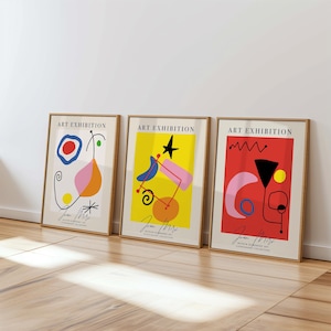 Joan Miro Wandkunst SET von 3, Miro inspirierte Poster, abstrakte Wandkunst, Schiff weltweit aus Großbritannien, den USA, Aus, Europa