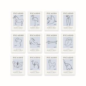 Picasso Linie Kunstdruck, Linie Kunst Ausstellungsplakat Blau