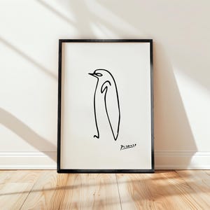 Picasso print, penguin, Picasso inspired line drawing on white blackground, Ship Worldwide from UK,US,Aus,EU : )