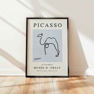 Impressão de Picasso - Camelo, pôster de exposição de borboleta azul com arte linear, envio para todo o mundo do Reino Unido, EUA, Austrália e UE :)