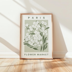 Paris flower market poster, Flower market print sage green wall art,  travel wall art, Ship Worldwide from UK,US,Aus,EU : )