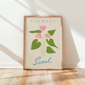 Manifesto del mercato dei fiori, stampa floreale astratta di Seoul, arte murale di viaggio in città, spedizione in tutto il mondo da Regno Unito, Stati Uniti, Australia, UE : )