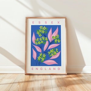 Stampa del mercato dei fiori dell'Essex, stampa floreale astratta, arte murale della contea britannica, spedizione in tutto il mondo da Regno Unito, Stati Uniti, Australia, UE : )
