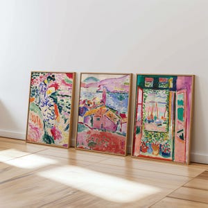 Matisse print SET of 3 full bleed, The open window, landscape at Collioure, view of Collioure, Ship Worldwide from UK,US,Aus,Europe : )