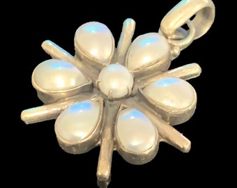 Perle d'acqua dolce fatte a mano Pendente argento, Perla organica, Perla barocca,