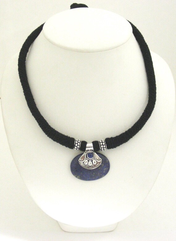 Blue - Handcrafted GS Fabart Choker Necklace Set 04