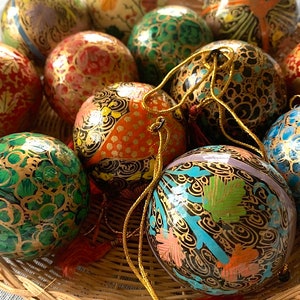Christmas Decor Ball 2 inch Bauble Assorted Handmade papier-mâché ornaments paper mache