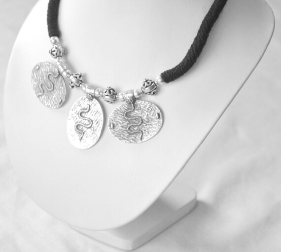 Snake Choker necklace Sterling Silver .925 Gem