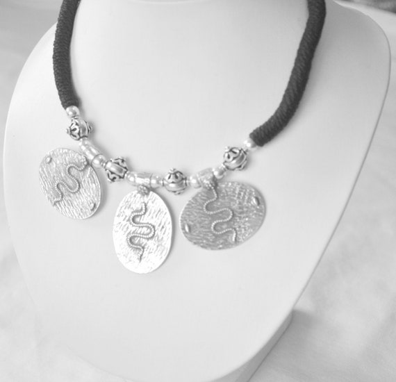 Snake Choker necklace Sterling Silver .925 Gem