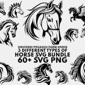 60 Horse Svg Bundle, Horse Silhouette, horse svg cutting files for cricut silhouette, Horse Clipart Instant Digital Download Svg Png Eps Dxf