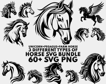 60 Horse Svg Bundle, Horse Silhouette, horse svg cutting files for cricut silhouette, Horse Clipart Instant Digital Download Svg Png Eps Dxf