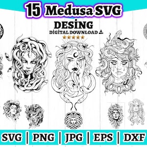 Medusa SVG Print Datei, Medusa SVG Bundle, Medusa Silhouette Vektor, Göttin Medusa SVG, Mythologie SVG Bild digitale Dateien, SVG Png Eps Dxf.