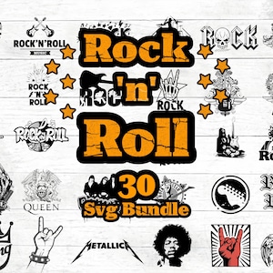 30 Rock n Roll svg Bundle, Rock Music Svg, archivo Svg para cricut, cortar archivos cortables Cricut Silhouette Instant Download vector Svg Png Eps Dxf