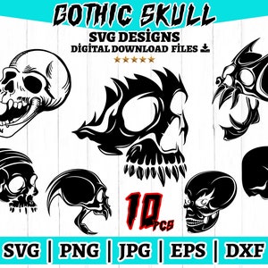 Gothic Skull SVG Bundle: Skeleton Vector Cut Files (Digital Download)