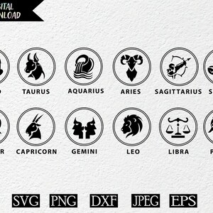4 Zodiac Svg Bundle, Horoscope SVG, Boho Svg Cut File, Astrology SVG