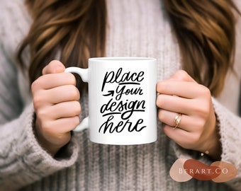 White Coffee Mug Mockup: 11oz Blank Ceramic Cup (Digital Download)