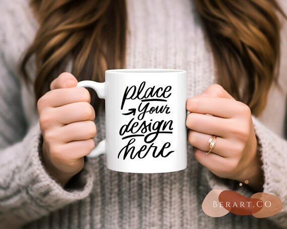 White Coffee Mug Mockup: 11oz Blank Ceramic Cup (Digital Download)