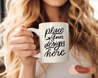 Maqueta de taza de café blanca: Taza de cerámica blanca de 325 ml (descarga digital)