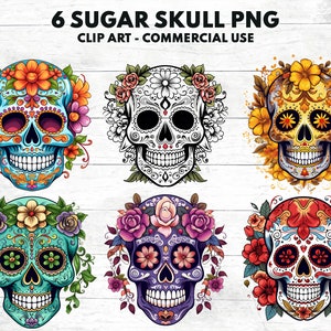 Sugar Skull Png Bundle, Sugar Skull PNG Tag der Toten sofortiger digitaler Download, digitale PNG Datei für Cricut Silhouette Druckdatei