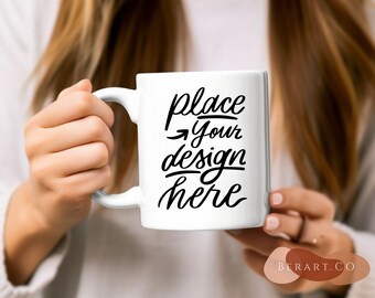 Maqueta de taza de café blanca: Taza de cerámica blanca de 325 ml (descarga digital)