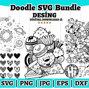 Doodle svg bundle, Funny doodle elements svg, Cute animals svg, Doodle clipart, Digital download Svg Png Dxf Eps Jpg, svg file for cricut.