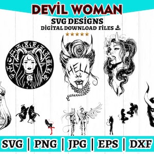 Chicas del diablo svg, mujer del diablo svg, chicas del diablo y ángel svg, archivos de corte svg de la chica del diablo, calcomanía de la mujer del diablo de Halloween, archivos svg del vector del diablo.
